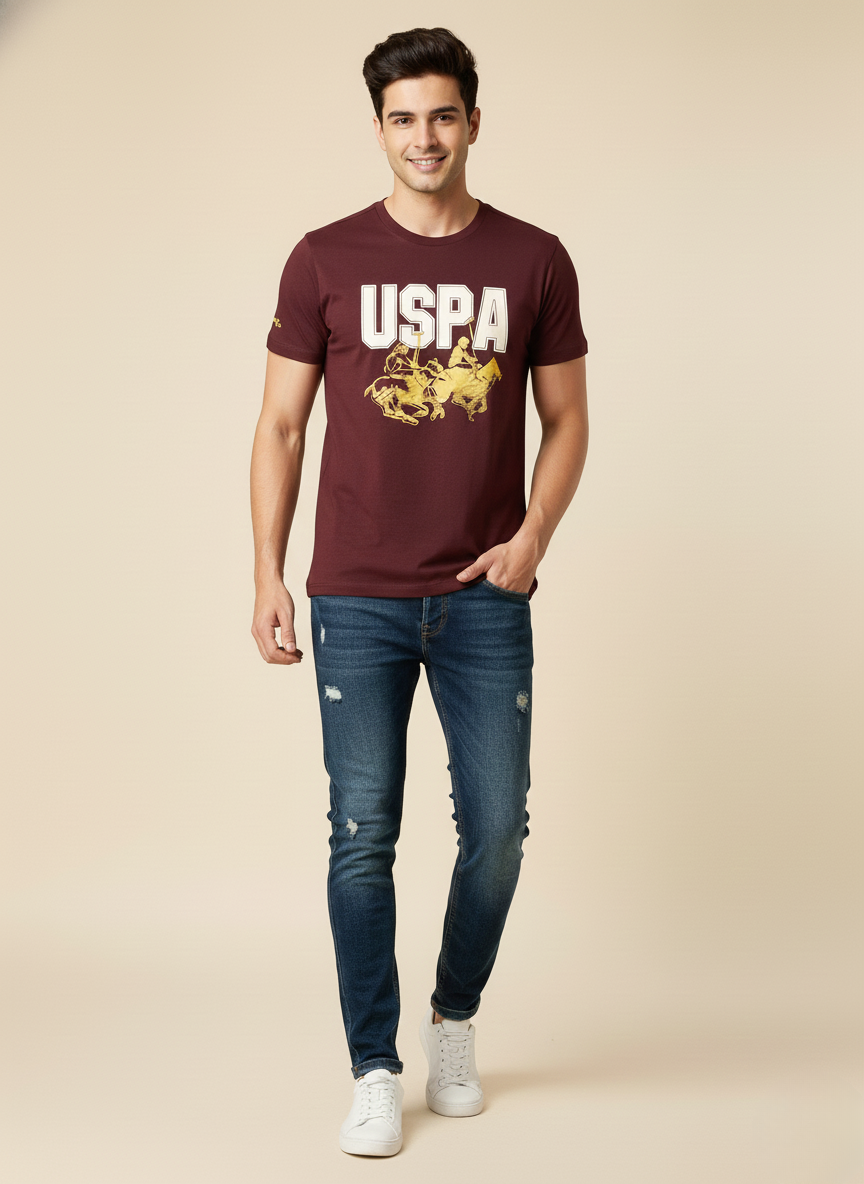 U.S. Polo Assn. Men’s Maroon USPA Graphic Cotton T-Shirt