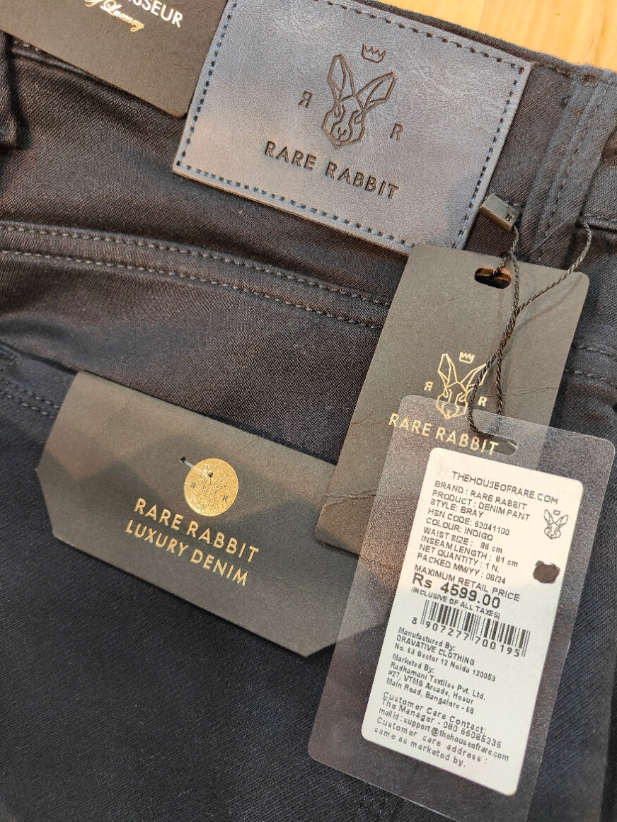 Rare Rabbit Men's Luxury Jeans ( Indigo)
