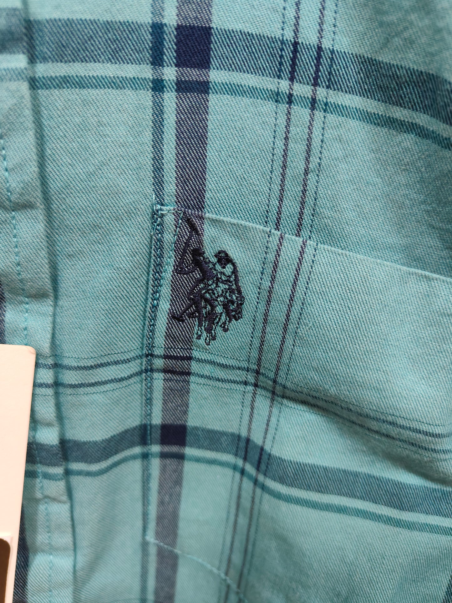 U.S. Polo Assn. Men's Checkered Tailored Fit Casual Shirt for (Teal Blue)