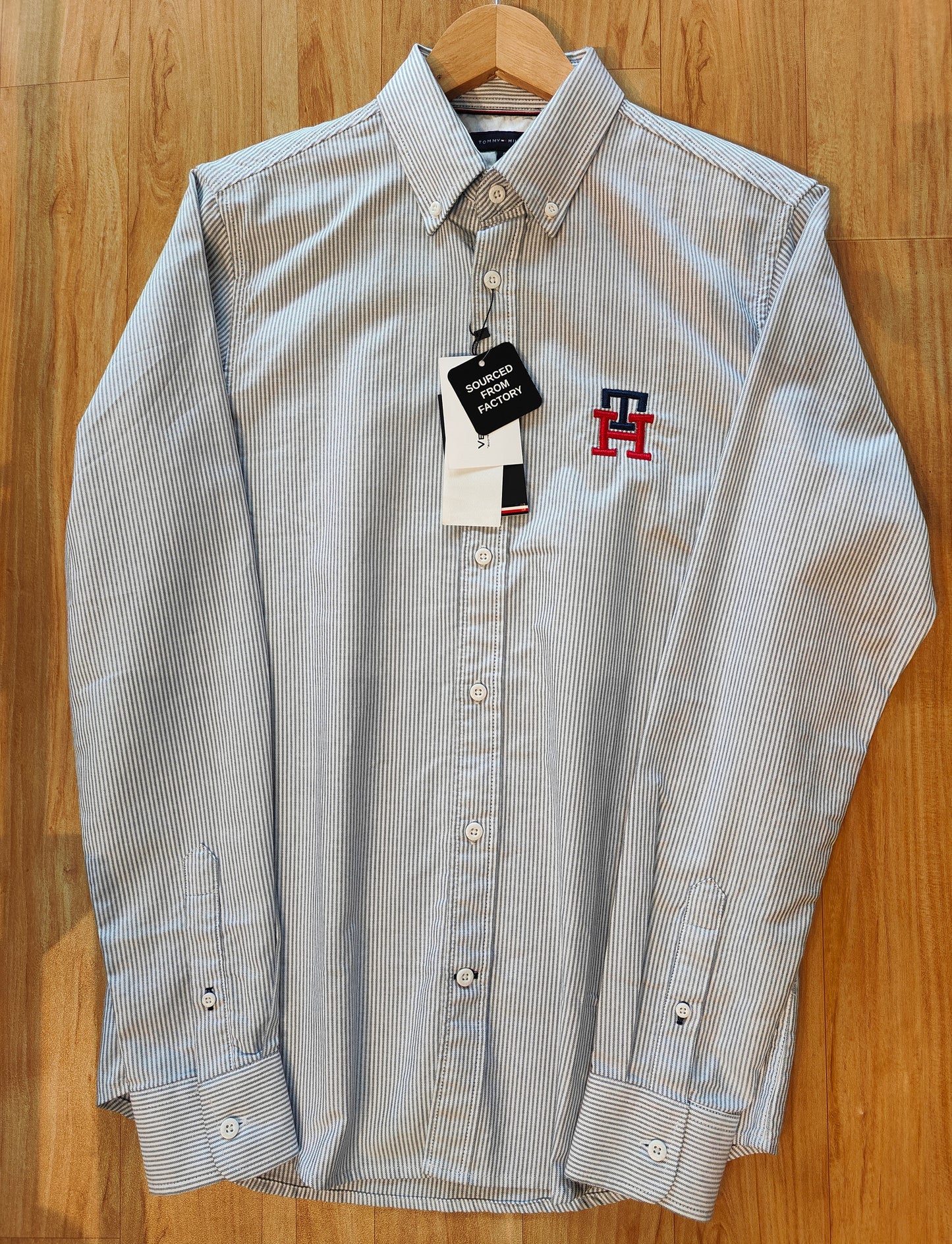 Tommy Hilfiger Men's Classic Striped Button-Down Shirt (Blue)
