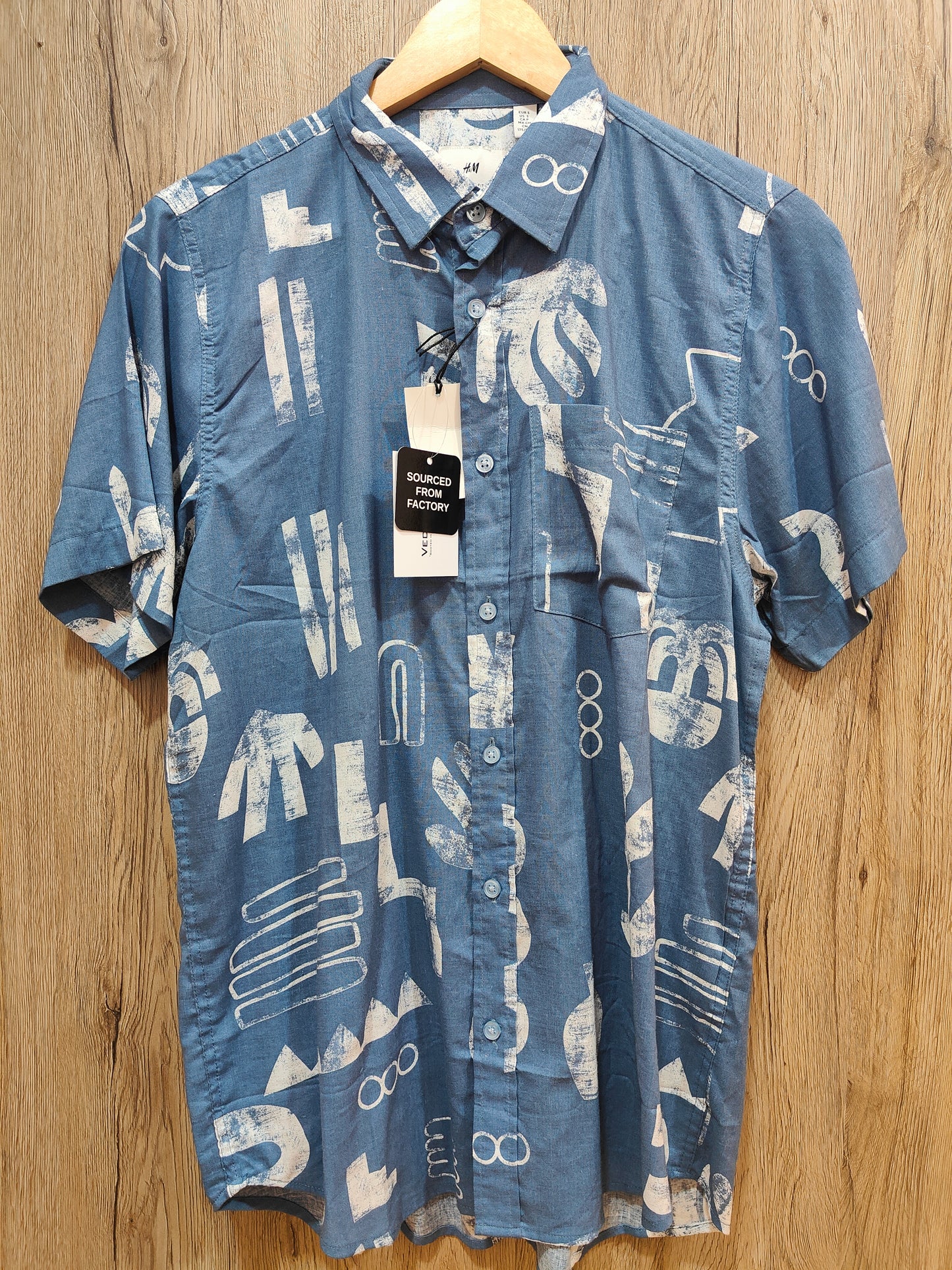 H&M Men’s Abstract Print Half Sleeve Shirt (BLUE)