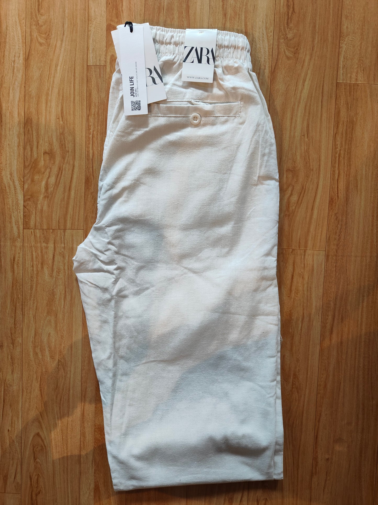 Zara Men's Linen Pants (White)