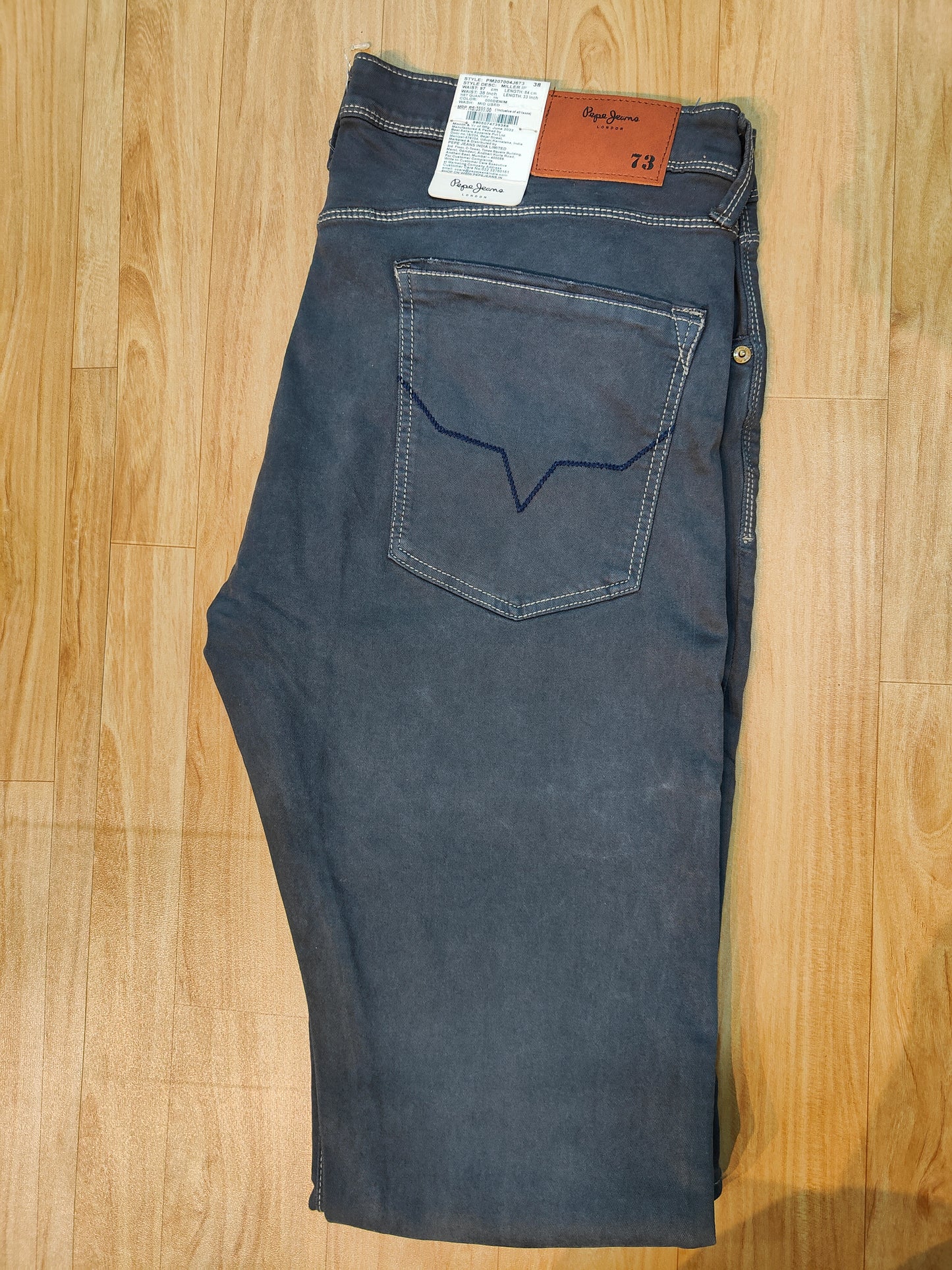 Pepe Jeans London Men's Slate Grey Distressed Slim Fit Denim