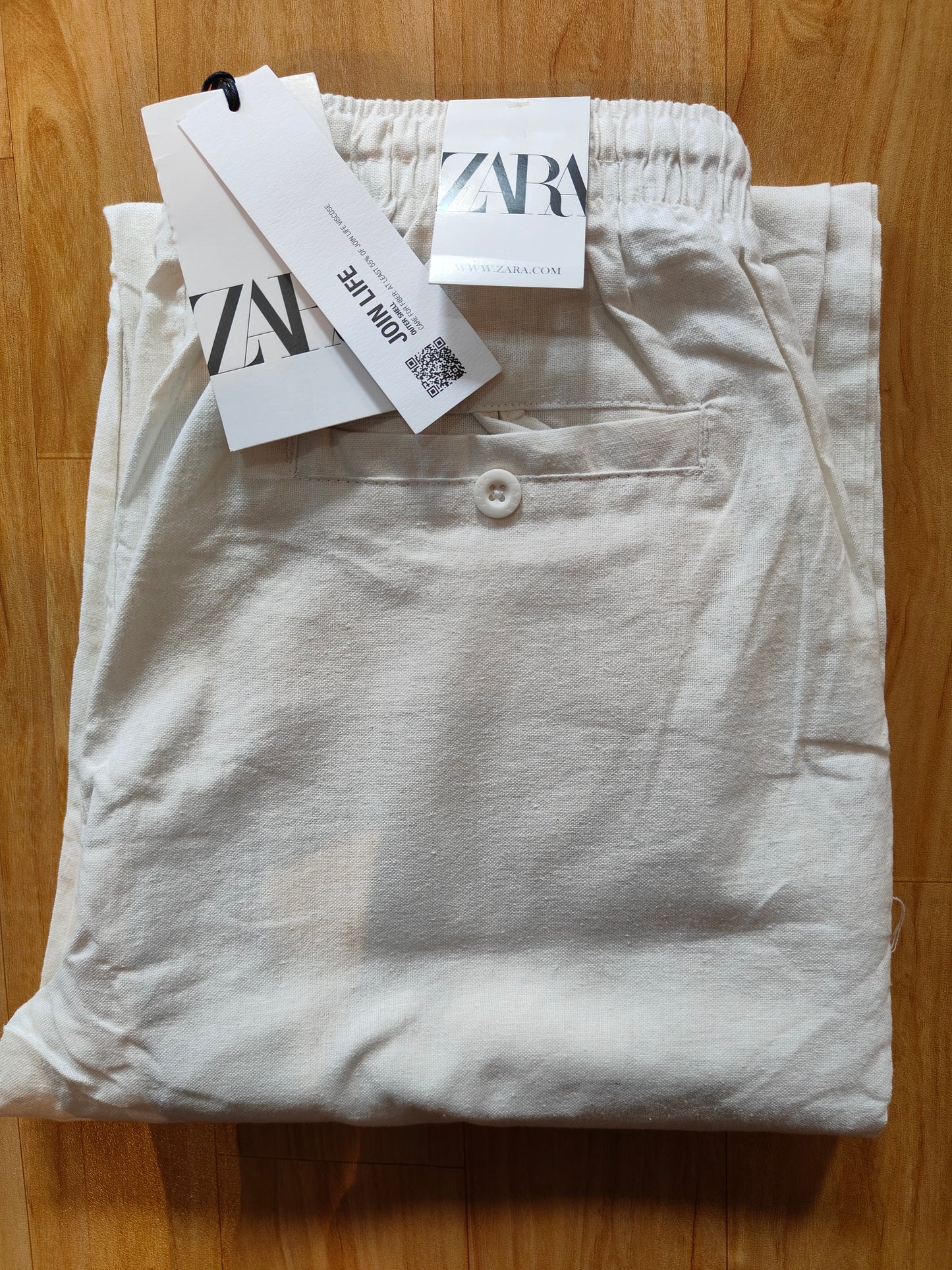 Zara Men's Linen Pants (White)