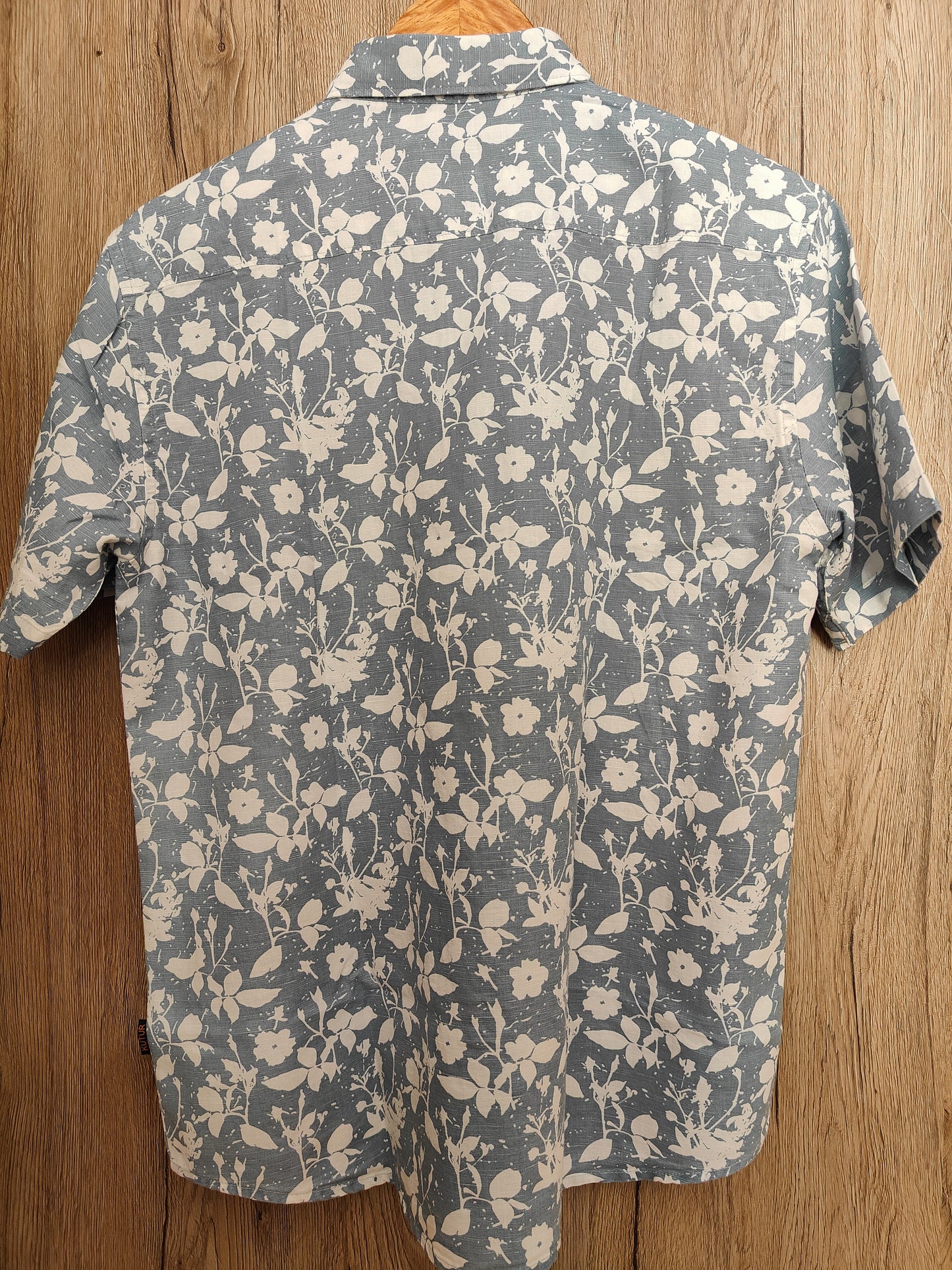 Kutur Men's Light Blue Floral Printed Cotton Shirt