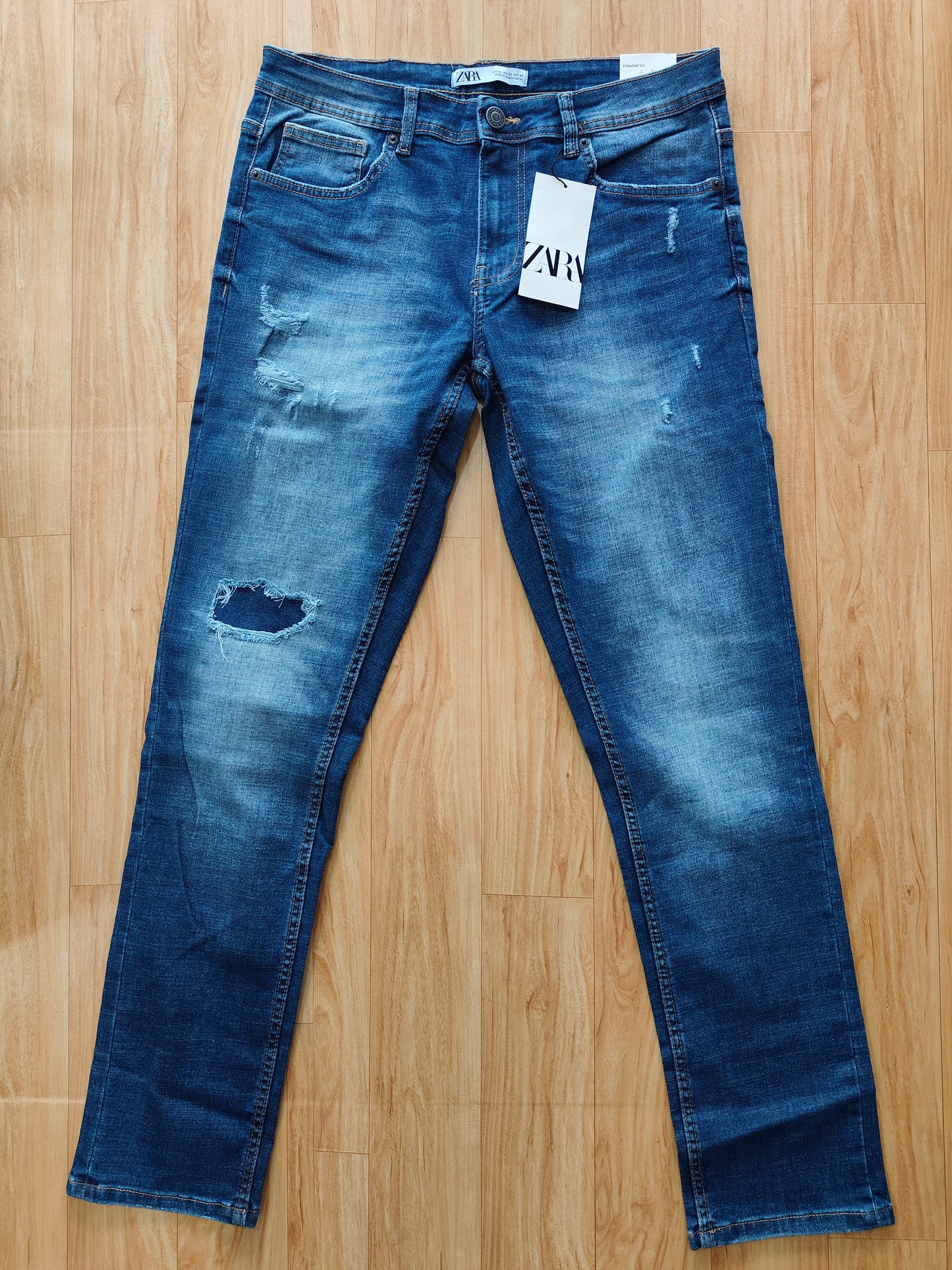 Zara Mens Distressed Jeans(Blue)