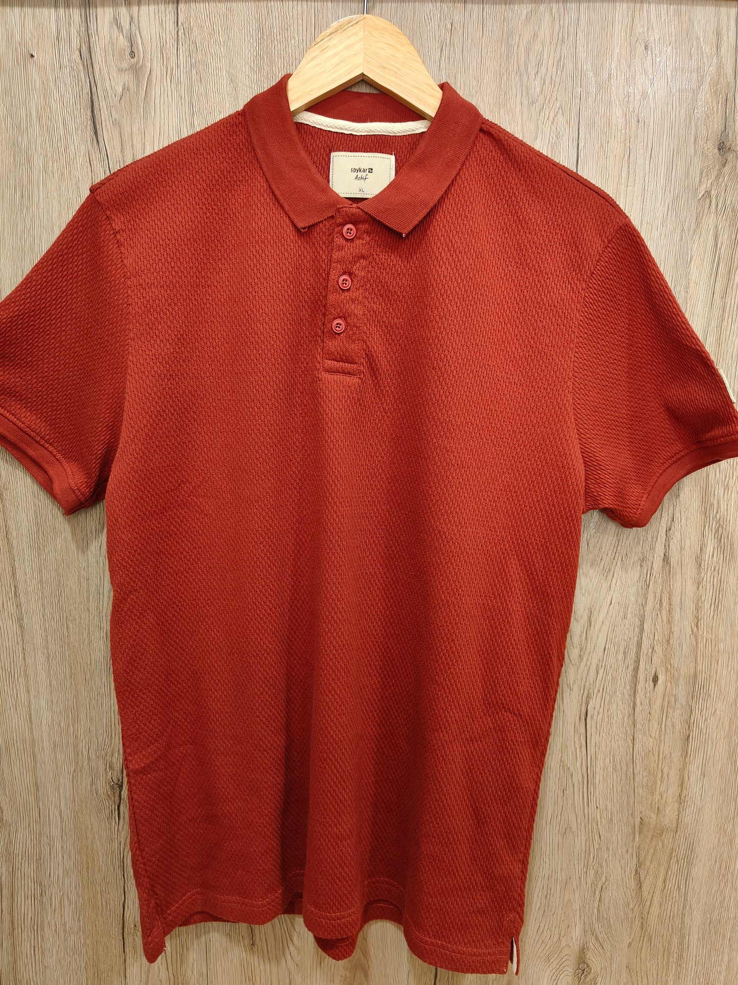 Spykar Textured Men's Polo T-Shirt (Brown)