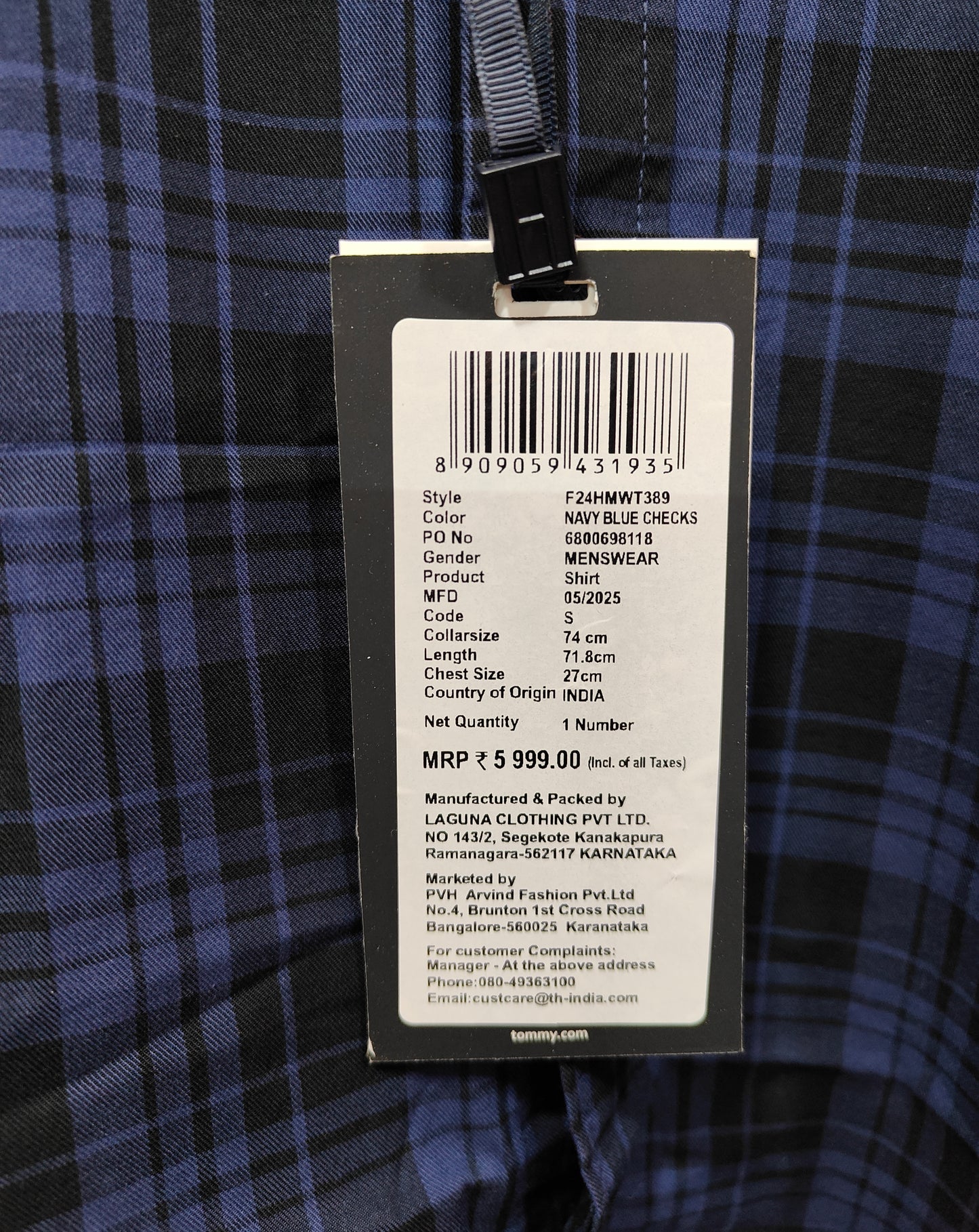 Tommy Hilfiger Navy Blue Checked Casual Shirt