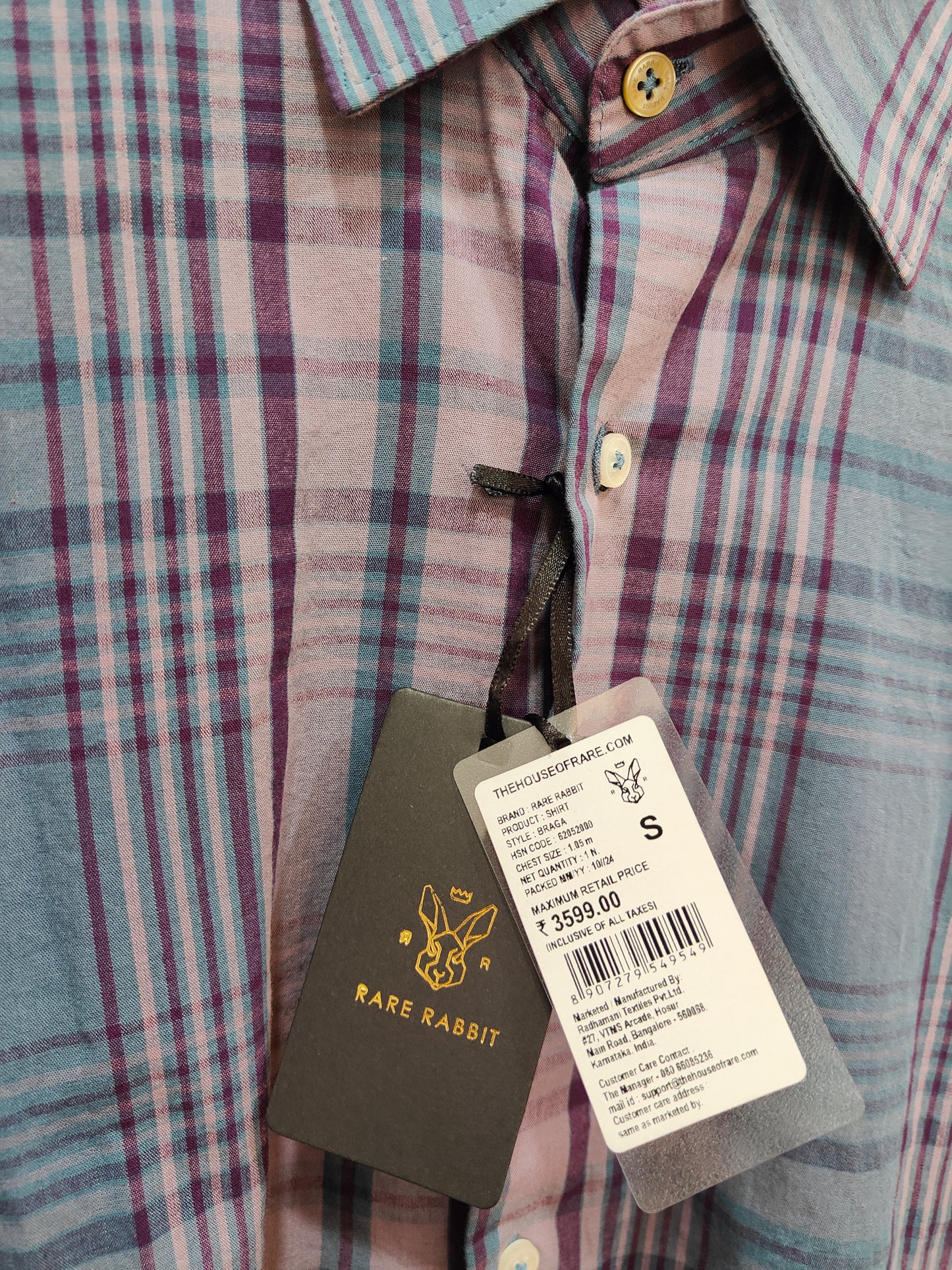 Rare Rabbit Men's Purple Checked Shirt