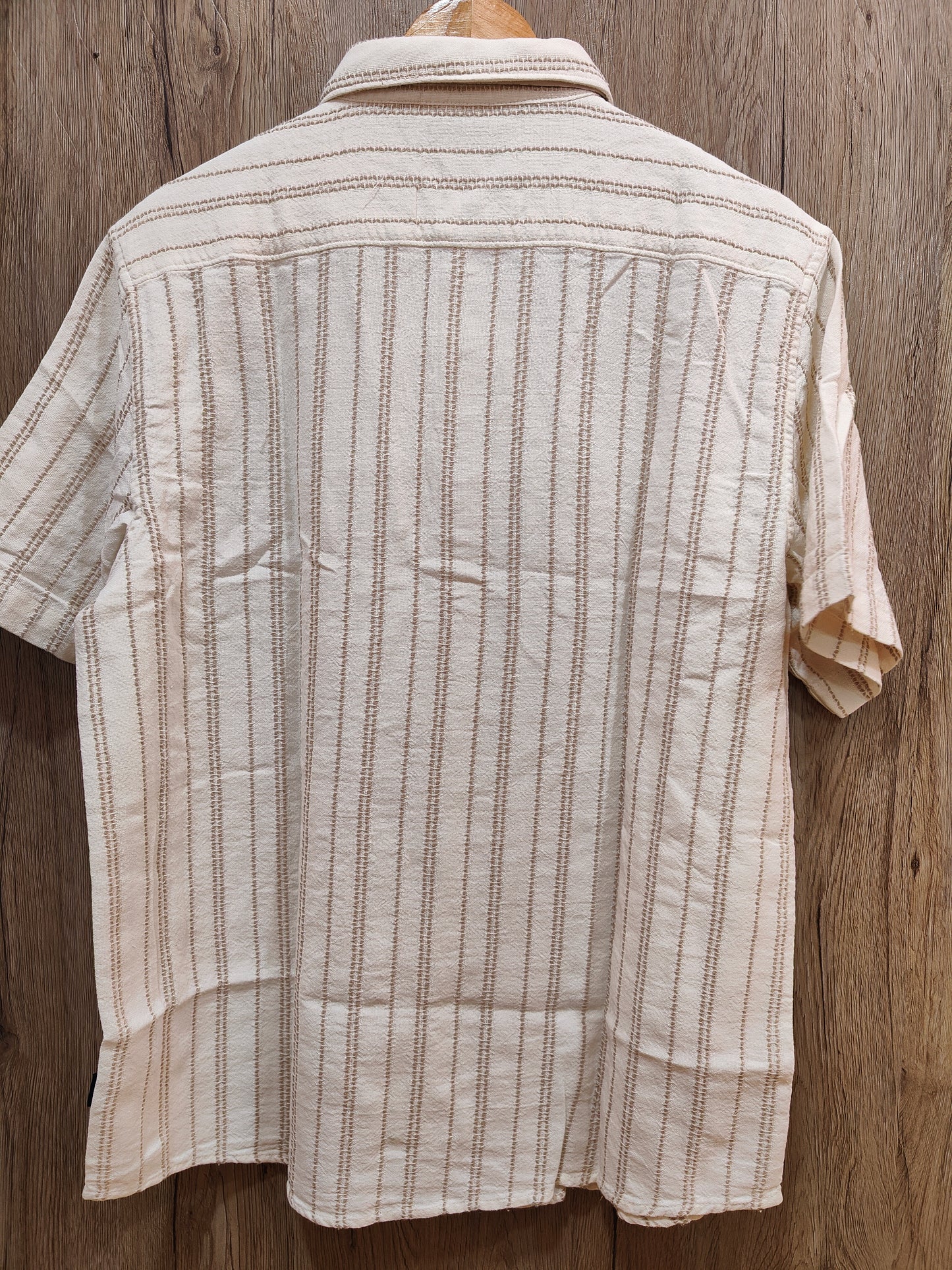 Kutur Men's Beige Textured Striped Cotton Shirt – Westside Manufacturer