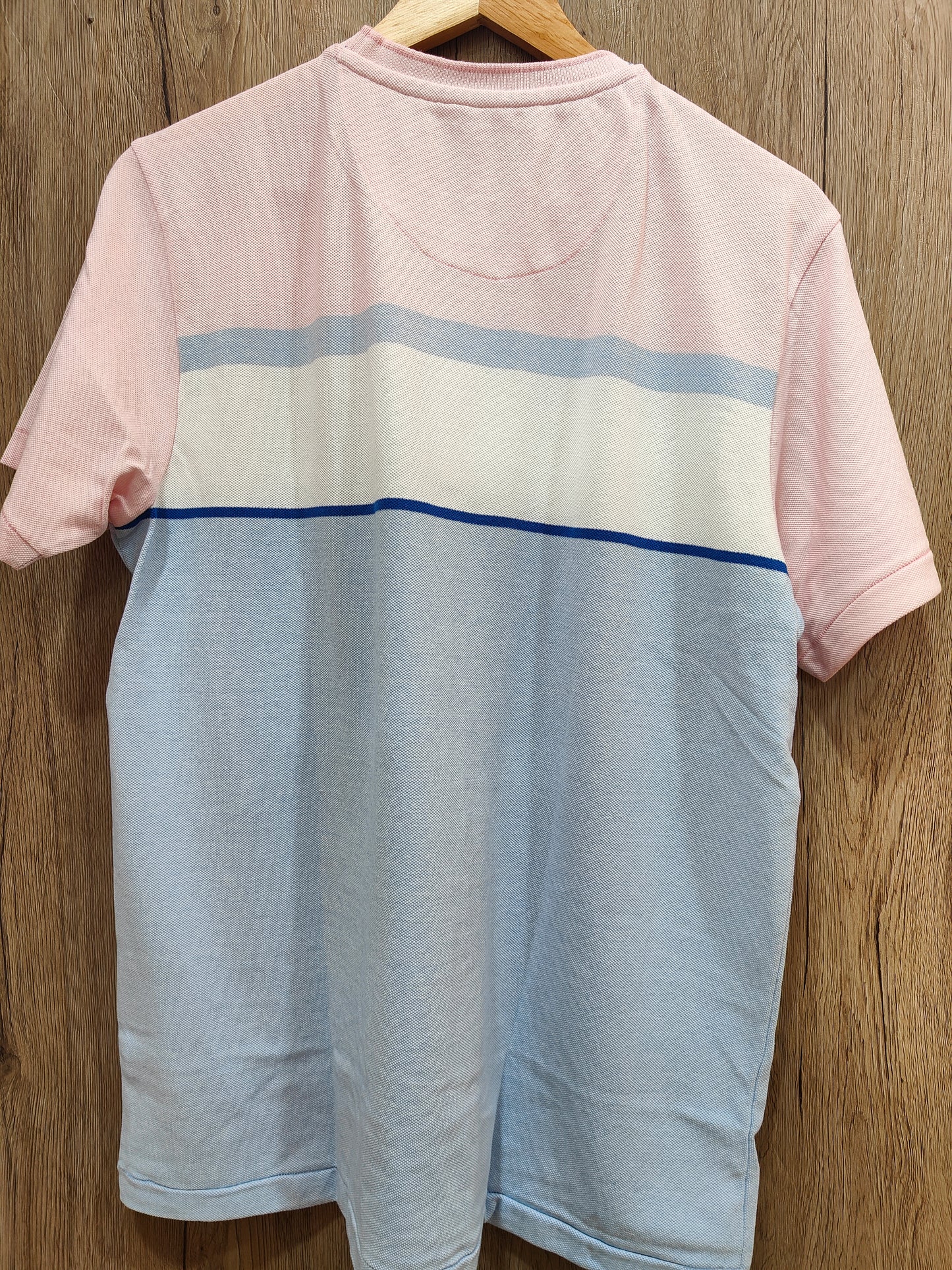 U.S.Polo Assn. Men’s Colorblock T-Shirt(Pastel Pink & Blue Stripes)