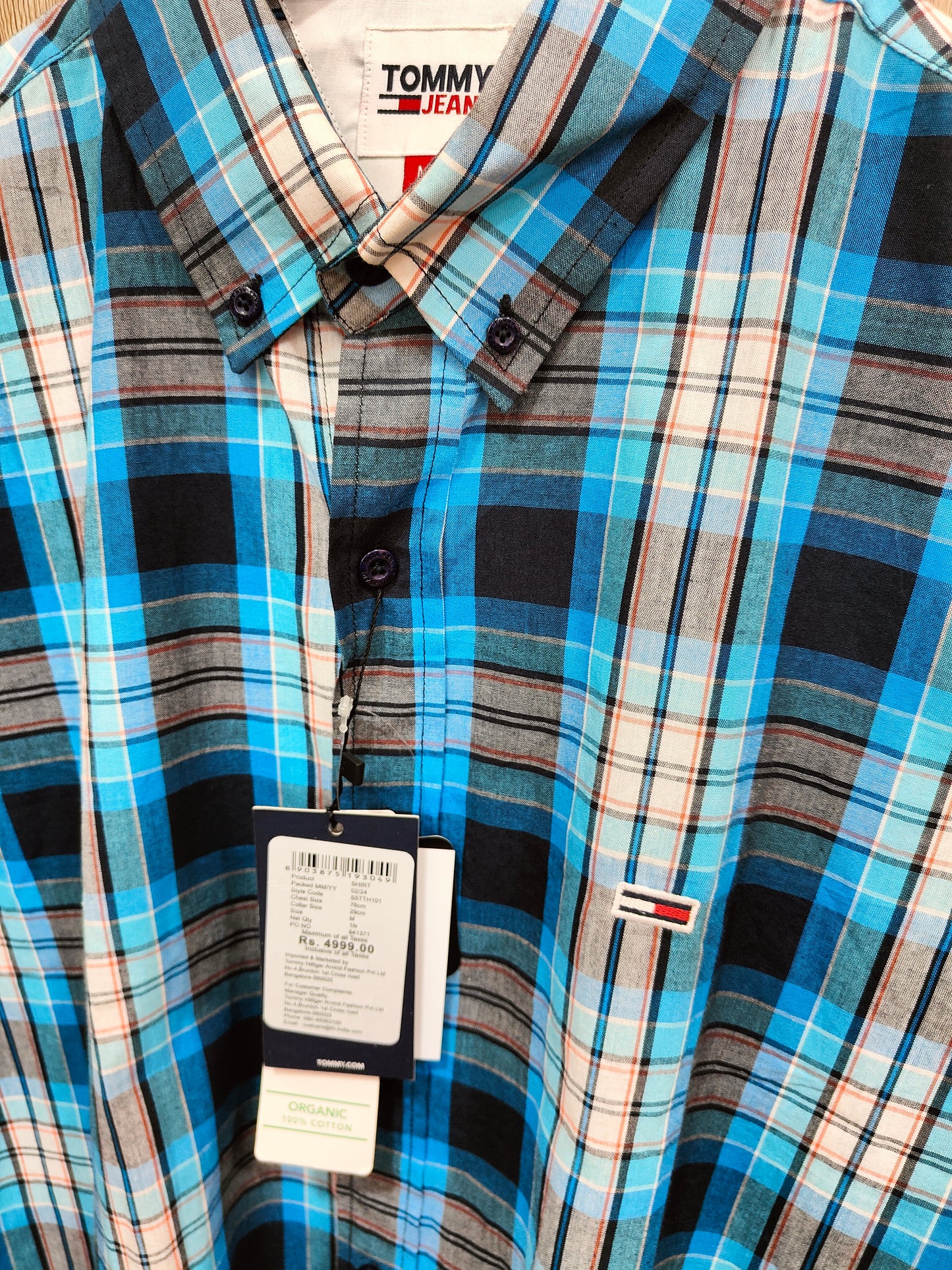 Tommy Hilfiger Men’s Blue Checked Casual Shirt