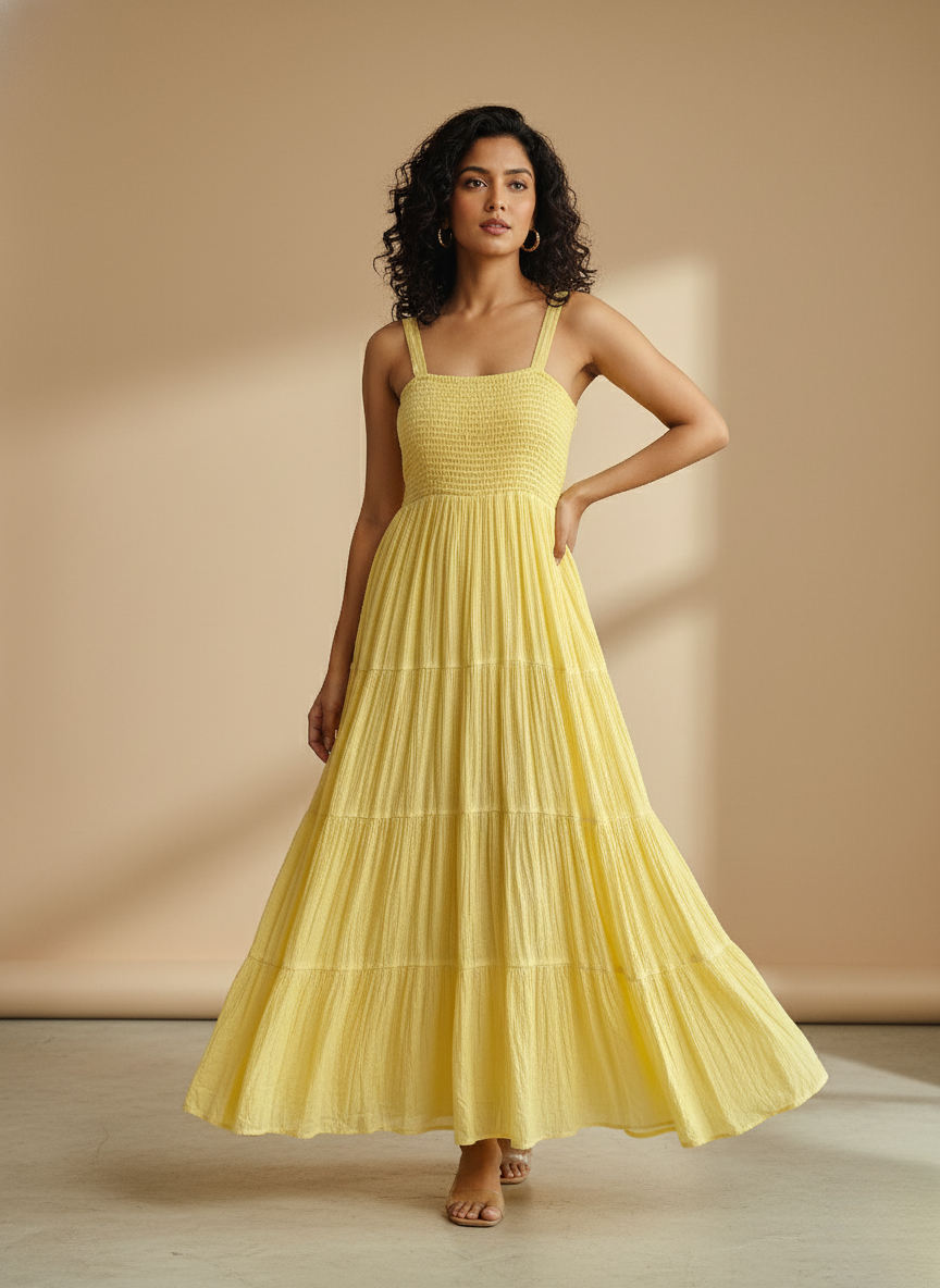 Label by Ritu Kumar Crinkled Cotton Long Dress