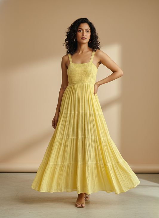 Label by Ritu Kumar Crinkled Cotton Long Dress