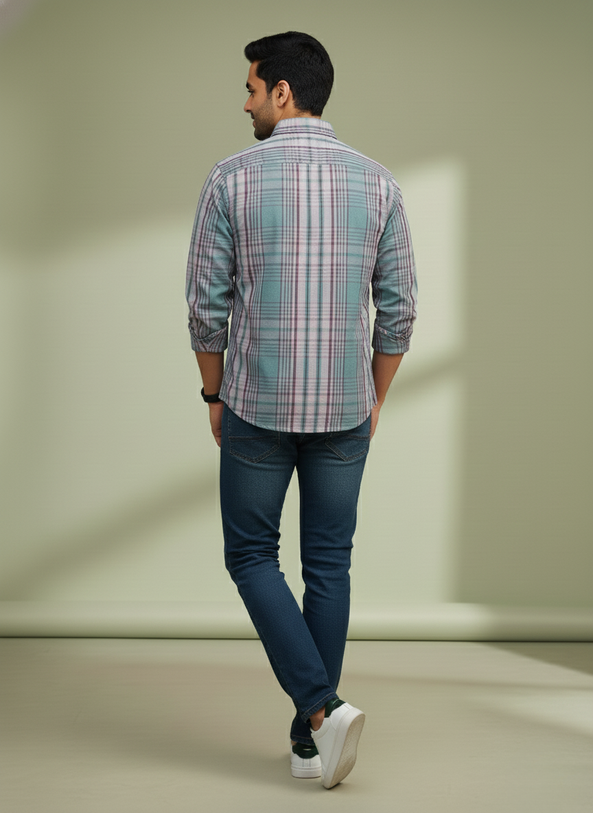 Rare Rabbit Men's Purple Checked Shirt