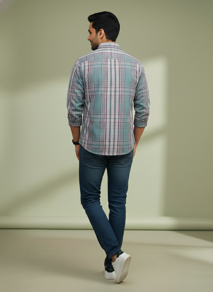 Rare Rabbit Men's Purple Checked Shirt