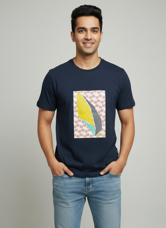 Rare Rabbit Men’s Graphic T‑Shirt (Navy)
