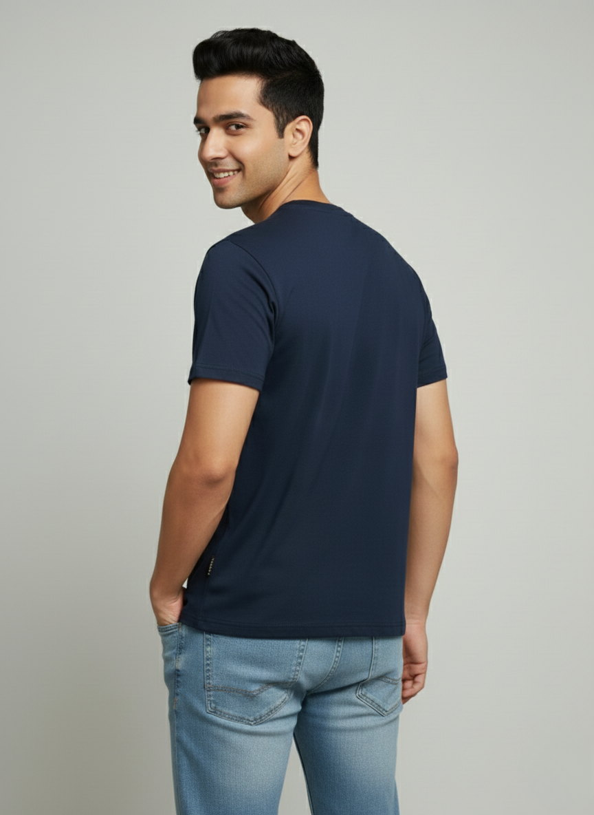 Rare Rabbit Men’s Graphic T‑Shirt (Navy)