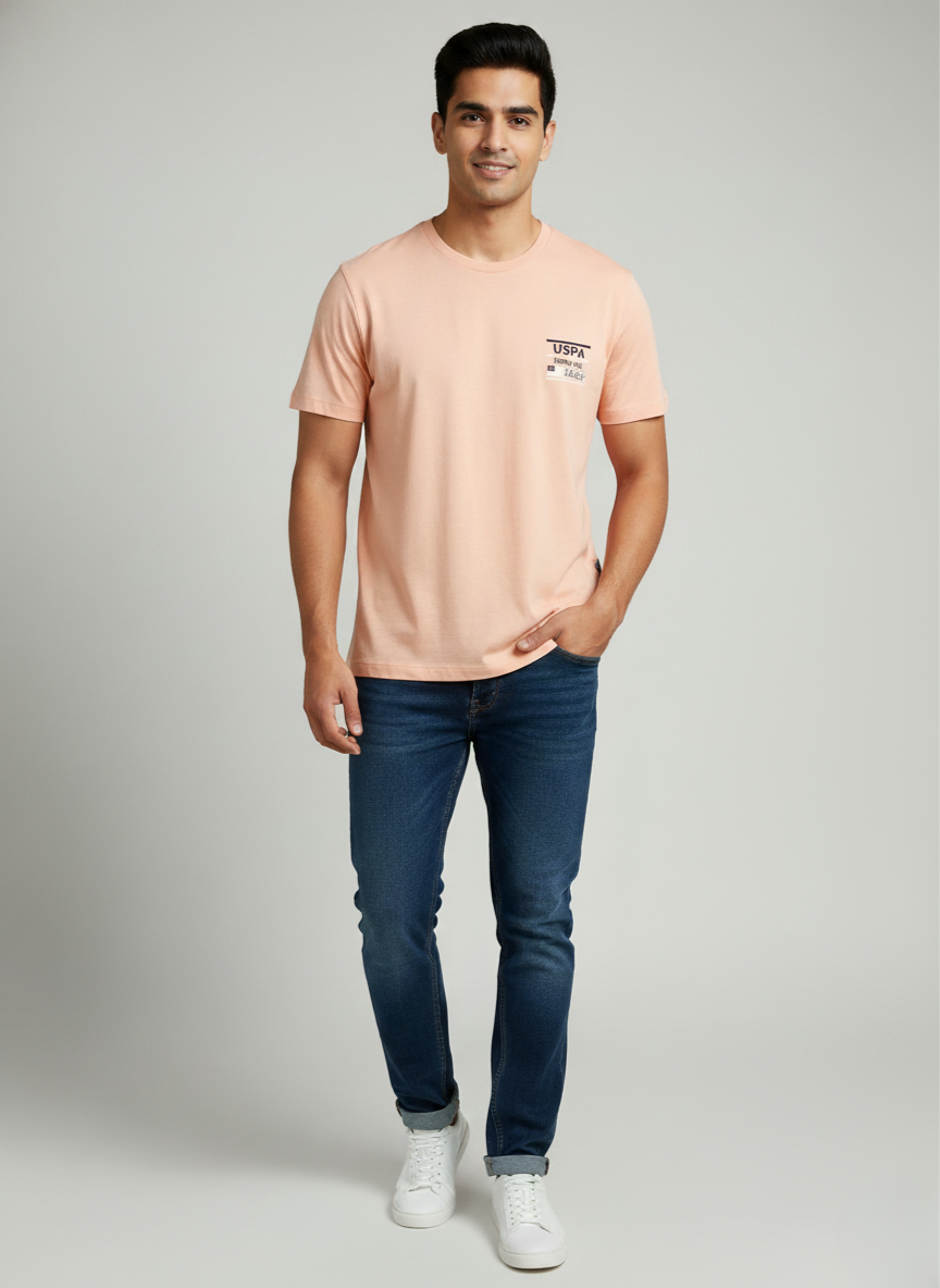 U.S.Polo Assn. Men's T-Shirt with 1890 Heritage Graphic (Peach)