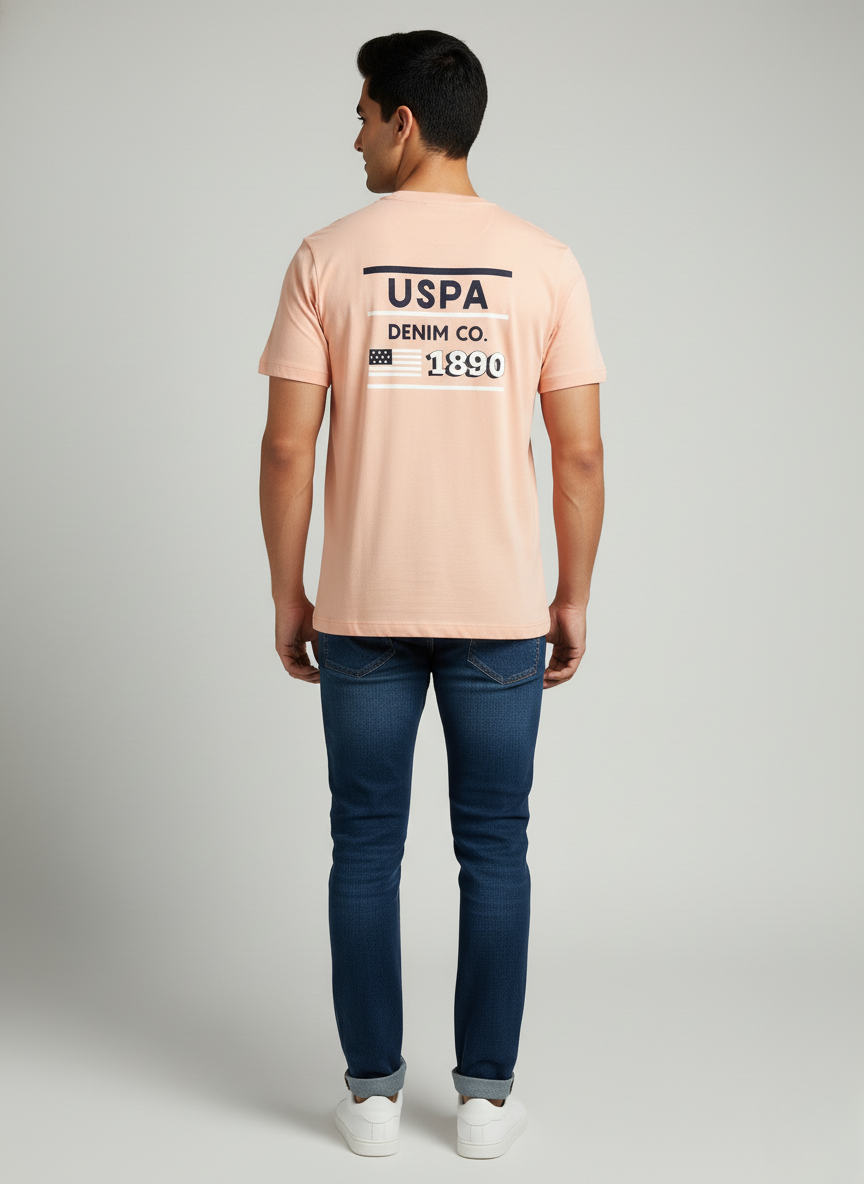 U.S.Polo Assn. Men's T-Shirt with 1890 Heritage Graphic (Peach)