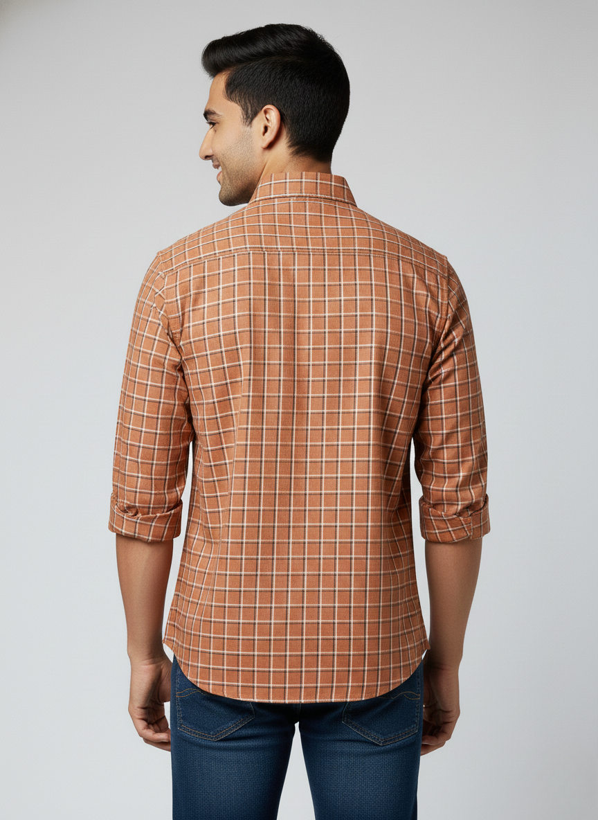 Tommy Hilfiger Brown Checked Casual Shirt