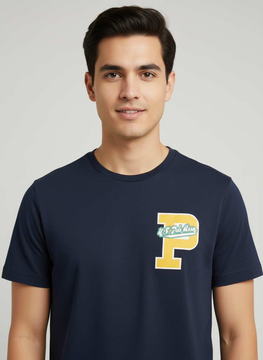 U.S.Polo Assn. Men's T-Shirt with Varsity Logo Print (NAVY)