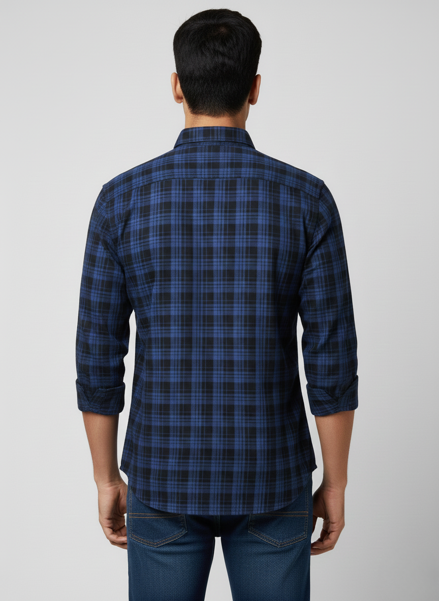 Tommy Hilfiger Navy Blue Checked Casual Shirt