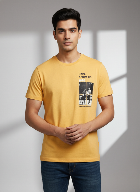 U.S.Polo Assn. Men's Yellow Graphic Heritage Print T-Shirt (YELLOW)