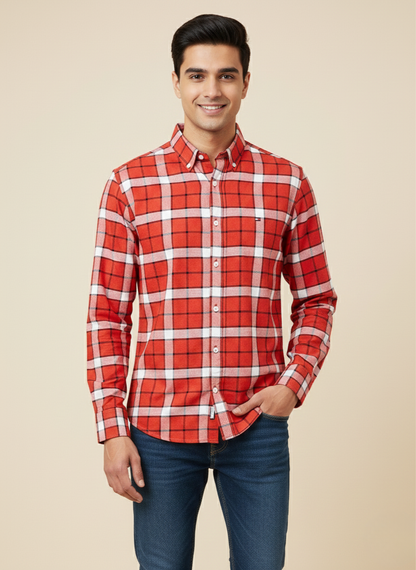 Tommy Hilfiger Red Checked Casual Shirt