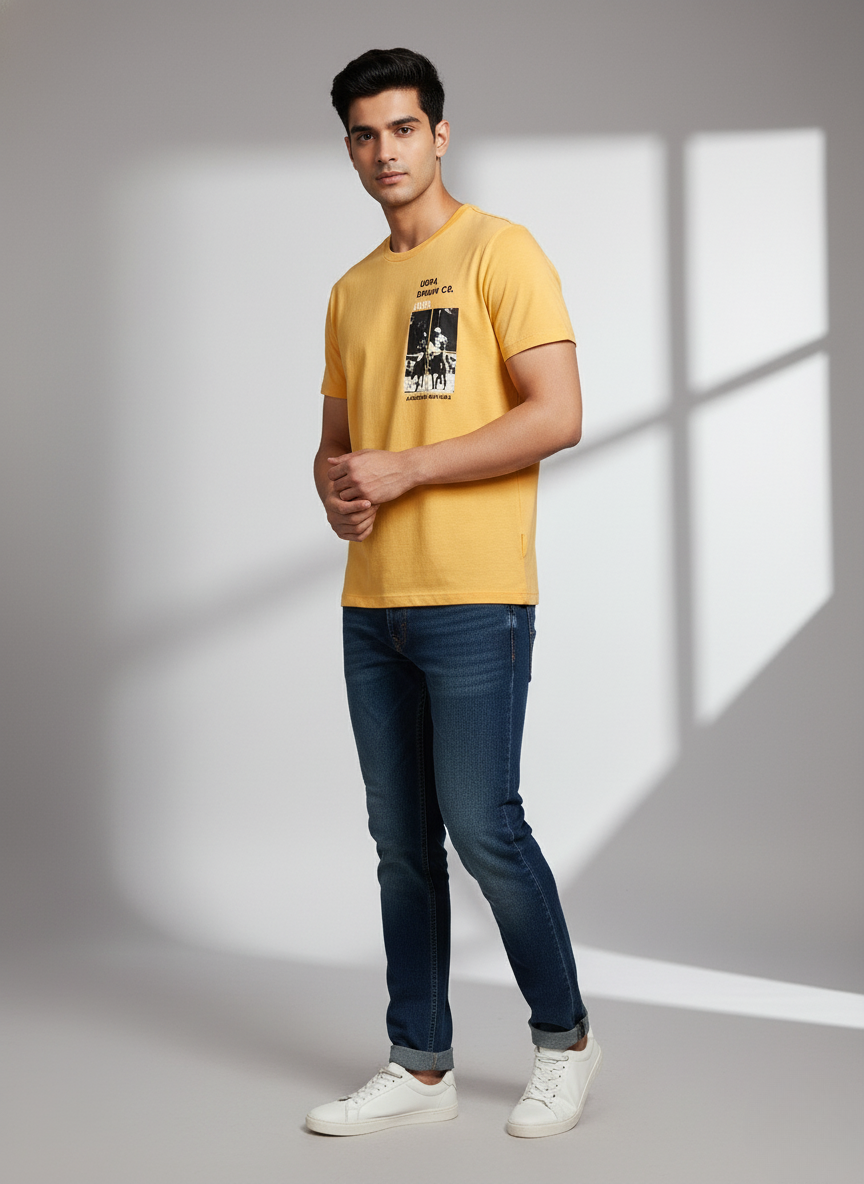 U.S.Polo Assn. Men's Yellow Graphic Heritage Print T-Shirt (YELLOW)