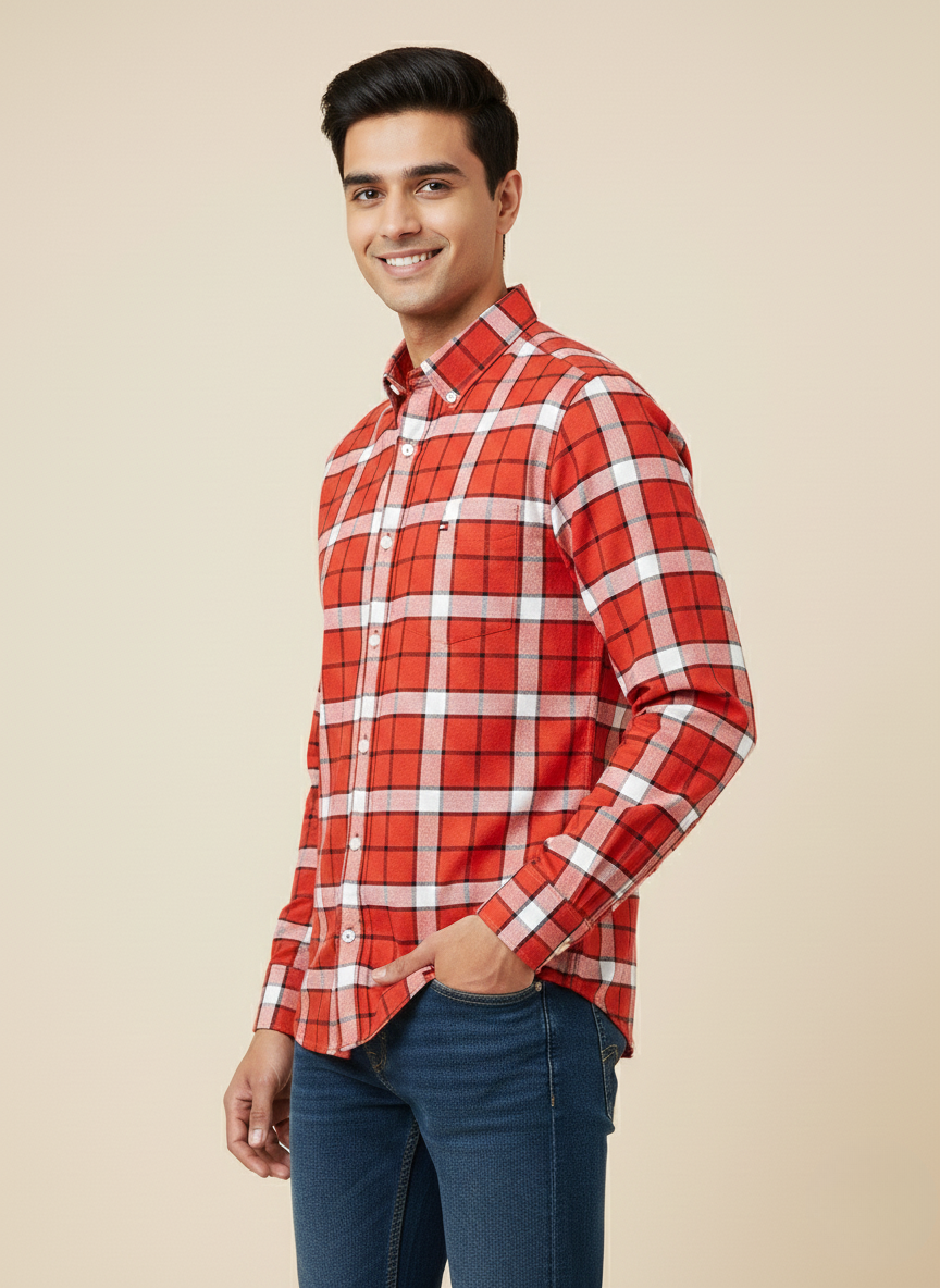 Tommy Hilfiger Red Checked Casual Shirt