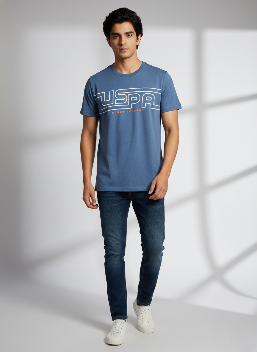 U.S.Polo Assn. Men’s Graphic Print T-Shirt (Blue)