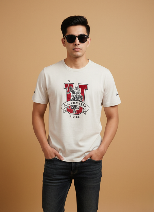 U.S.Polo Assn. Men’s Graphic T-Shirt (Off-White)
