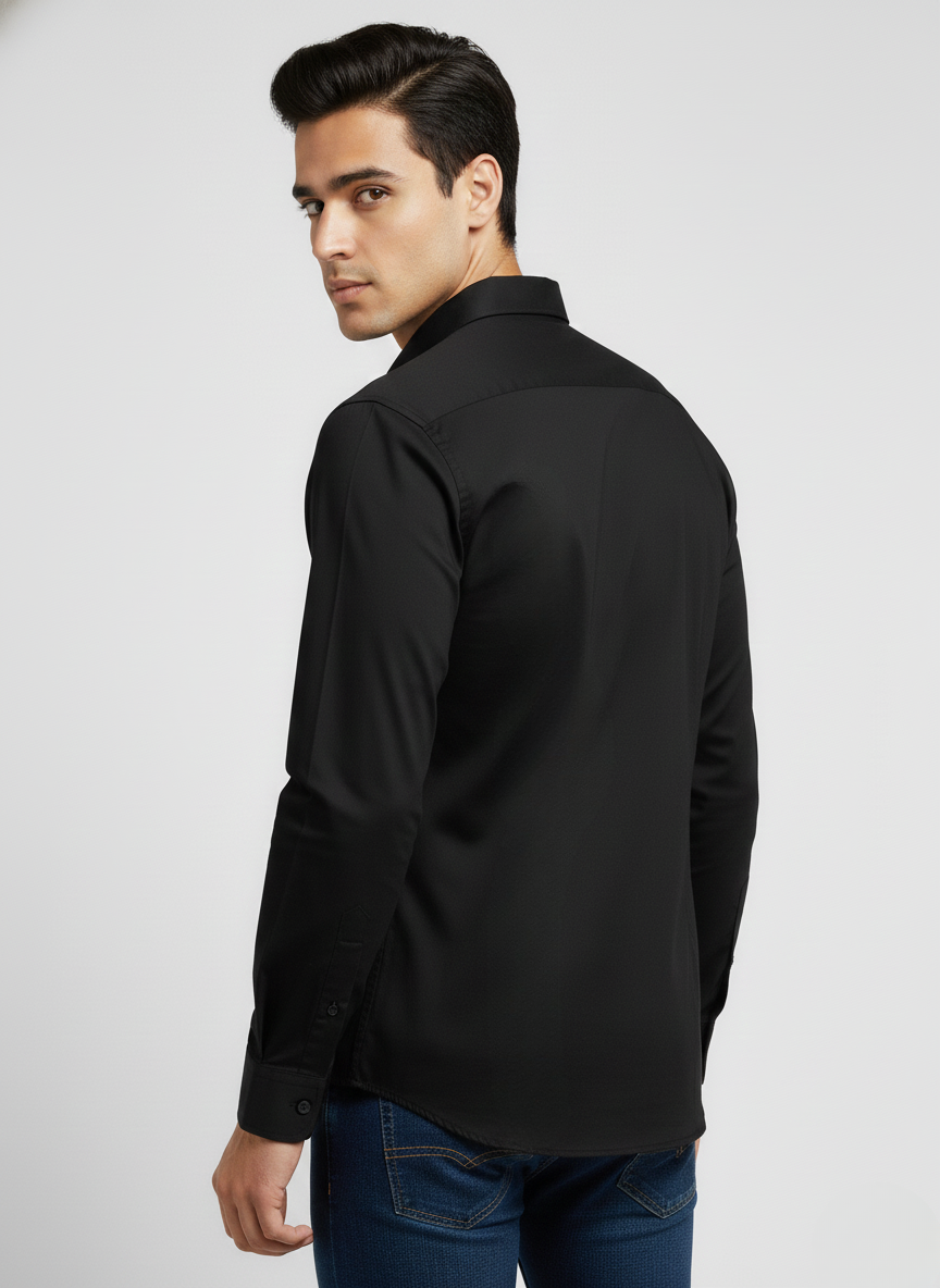Tommy Hilfiger Black Slim Fit Full Sleeve Shirt