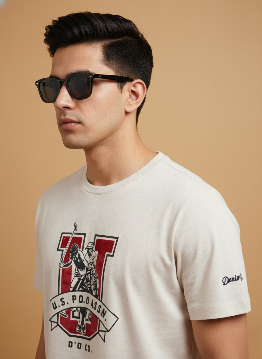 U.S.Polo Assn. Men’s Graphic T-Shirt (Off-White)