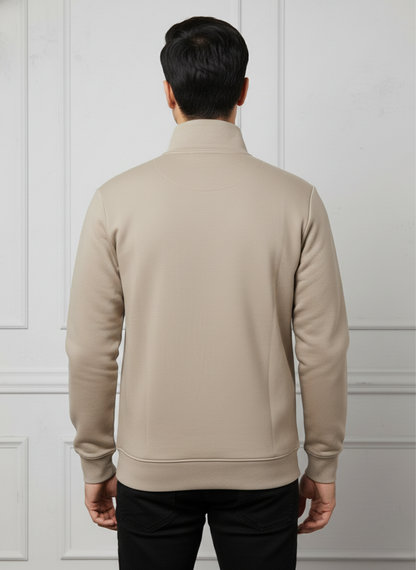 Armani Exchange Beige Zip-Up Sweatshirt