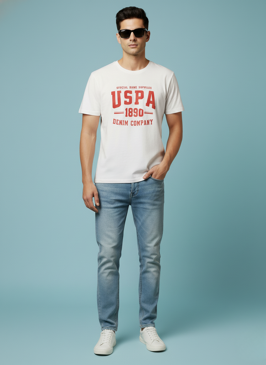 U.S.Polo Assn. Official Game Supplier Unisex Graphic T-Shirt (WHITE)