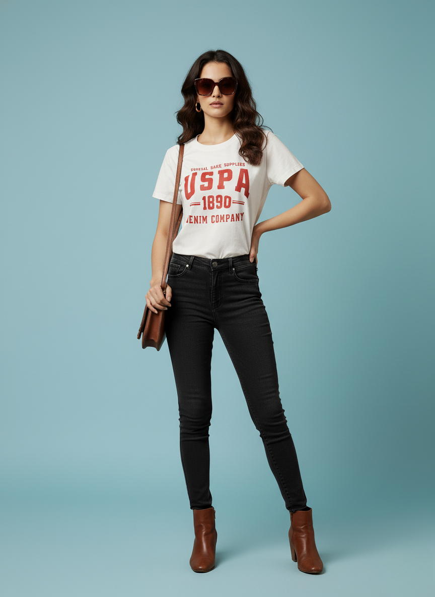 U.S.Polo Assn. Official Game Supplier Unisex Graphic T-Shirt (WHITE)