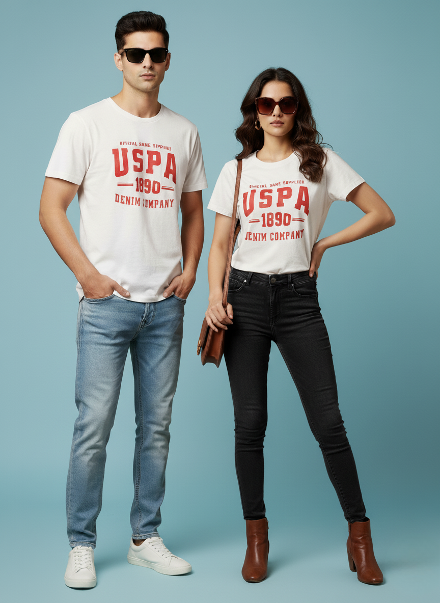 U.S.Polo Assn. Official Game Supplier Unisex Graphic T-Shirt (WHITE)