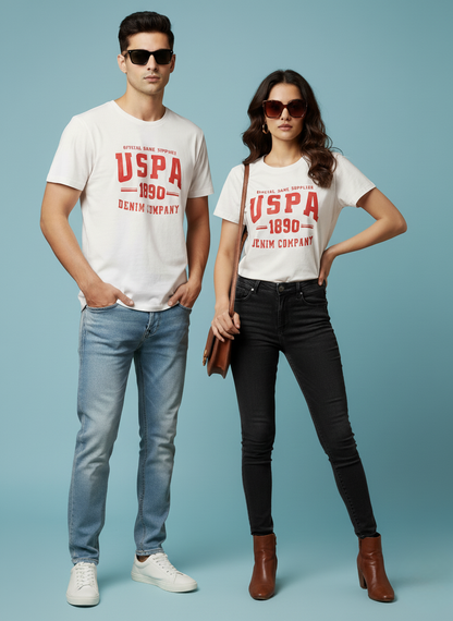 U.S.Polo Assn. Official Game Supplier Unisex Graphic T-Shirt (WHITE)