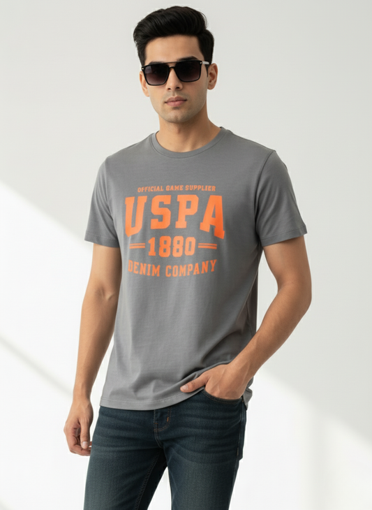 U.S. Polo Assn. Official Game Supplier Printed Men's T-Shirt (Grey)