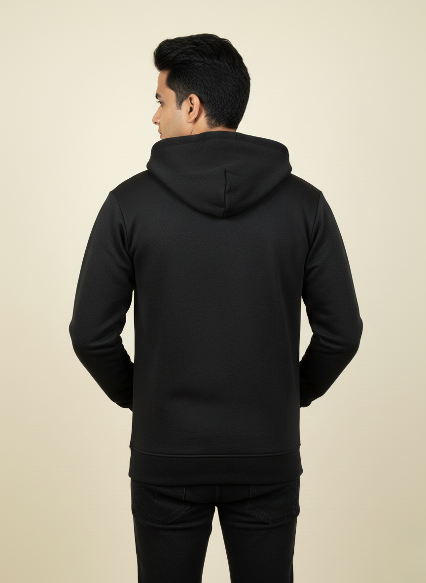 Rare Rabbit Black Graphic Zip-Up Hoodie