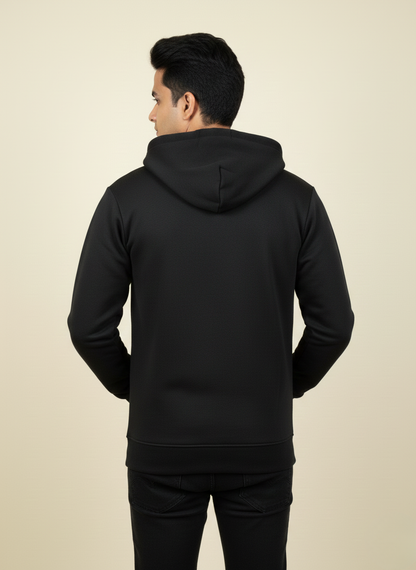 Rare Rabbit Black Graphic Zip-Up Hoodie