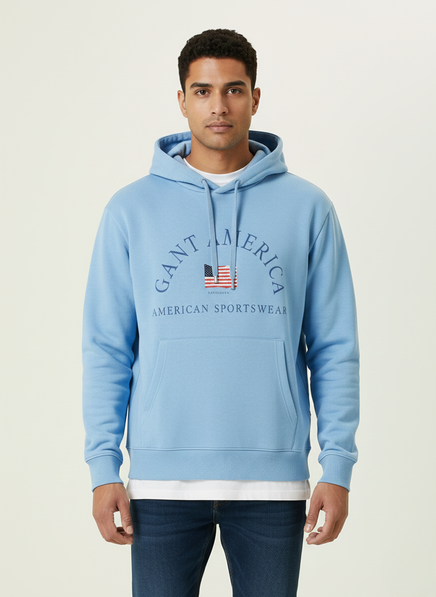 GANT Light Blue Pullover Hoodie
