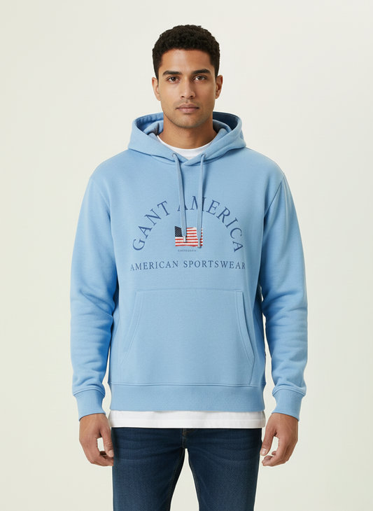 GANT Light Blue Pullover Hoodie