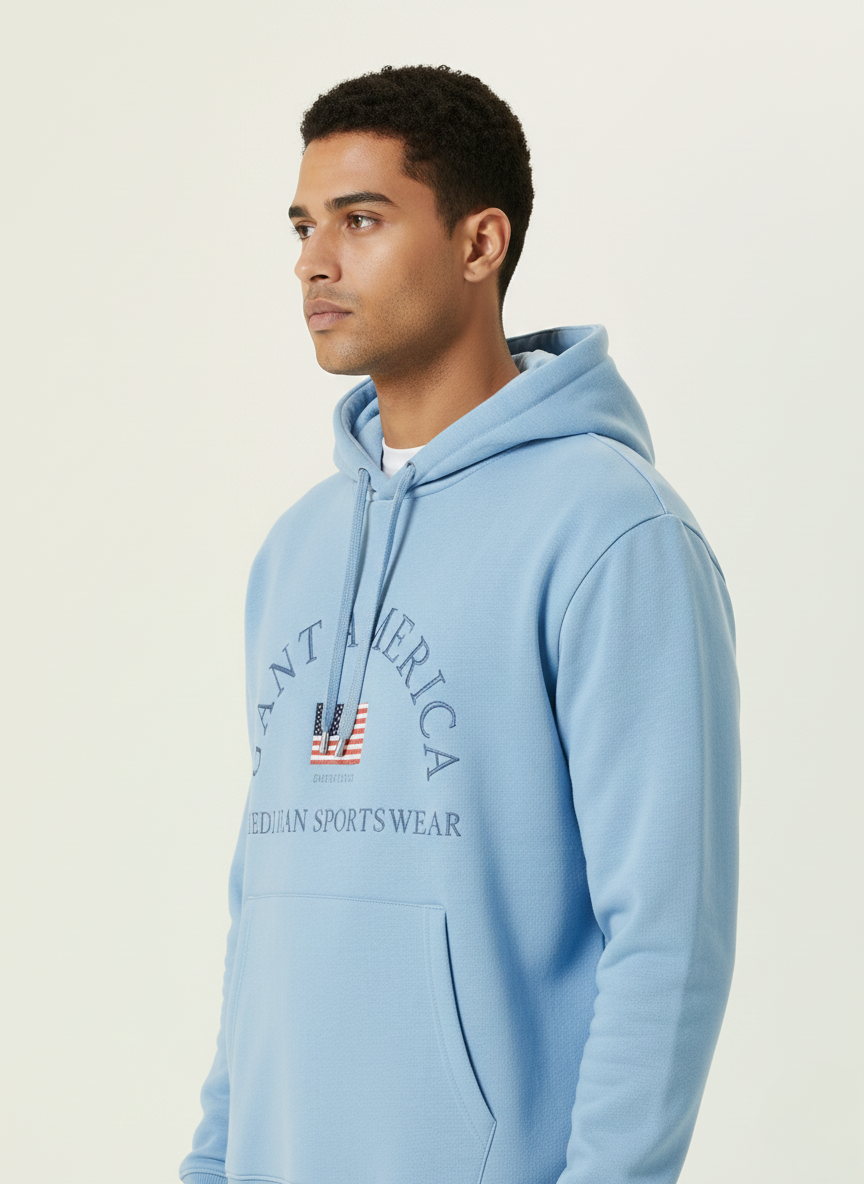 GANT Light Blue Pullover Hoodie
