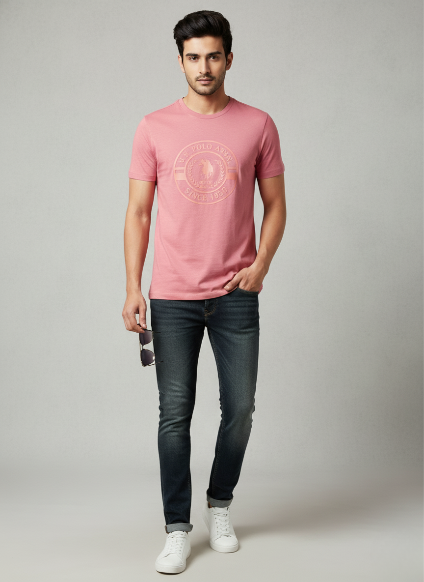 U.S. Polo Assn. Men's Pink Graphic Logo T-Shirt