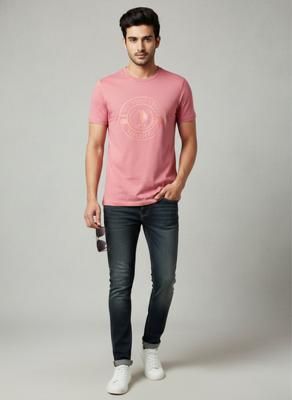 U.S. Polo Assn. Men's Pink Graphic Logo T-Shirt
