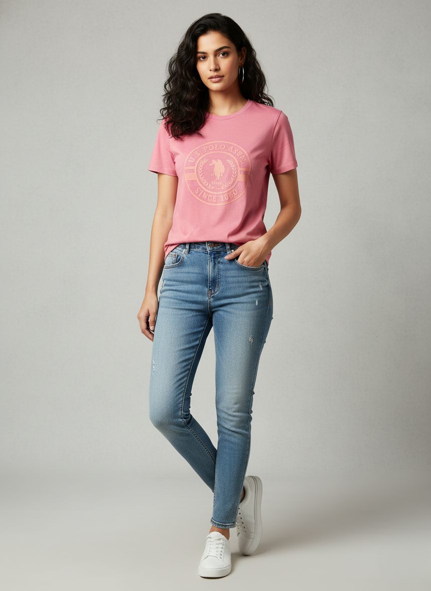 U.S. Polo Assn. Men's Pink Graphic Logo T-Shirt