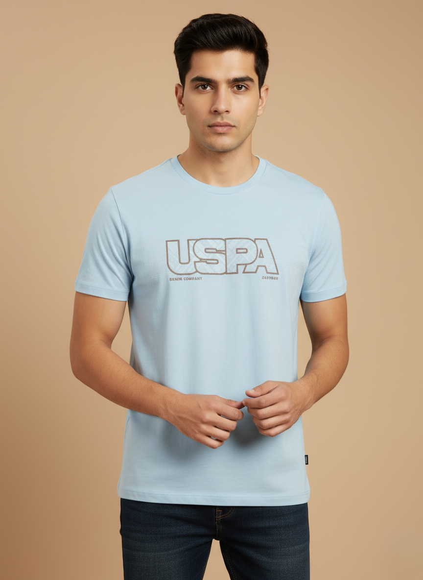 U.S.Polo Assn. Men's Graphic T-shirt (Light Blue)